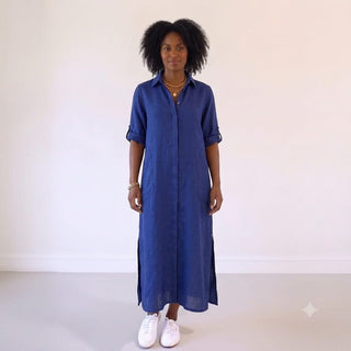 Sophie Maxi Dress Navy 100%Linen