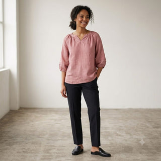 Tanya Blouse Rose 100% Linen