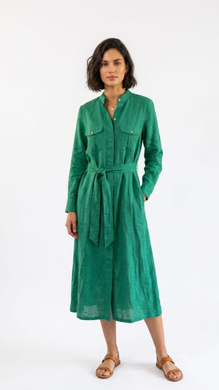 Nellie Safari Maxi Dress Evergreen