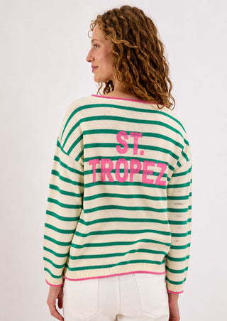 St. Tropez Stripe Sweater Emarald