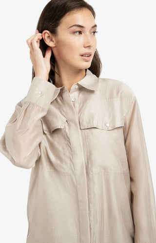 Sheer Blouse With Pocket Mist Green