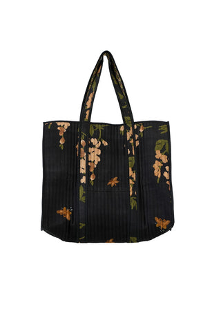 Wisteria Black Quilted Tote Bag