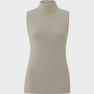 High neckline brown sweater