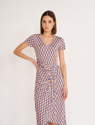 Antonella Wrap Gathered Midi Drss Purple&Orange