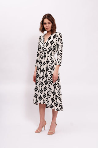 Rachel Wrap Midi Dress White/Black