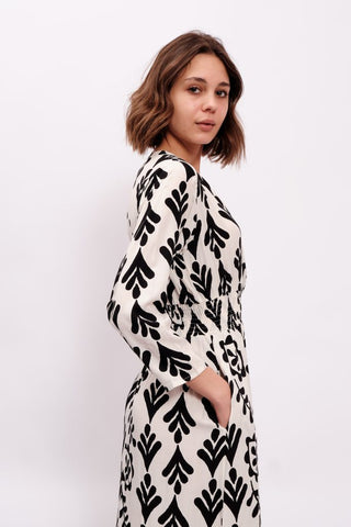 Rachel Wrap Midi Dress White/Black
