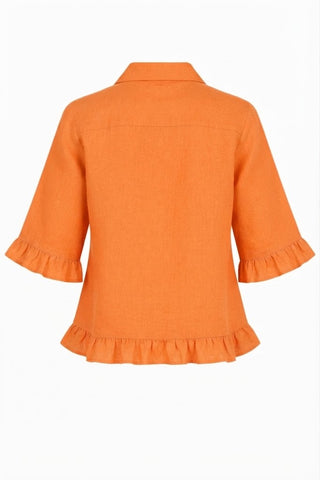 Rosie Ruffle in Orange 100% LinenPL
