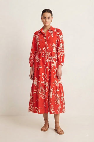 Chiara Tiered Dress Red