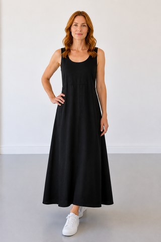 Florence Maxi Dress  Black 100% Linen