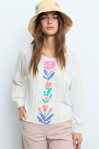 Floral Jacuard Knit Sweater
