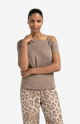 A-Symmetric Greyish Brwn Melange Top