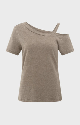 A-Symmetric Greyish Brwn Melange Top