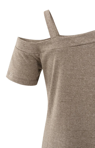 A-Symmetric Greyish Brwn Melange Top