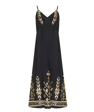 Maxi Black/gold Strappy Dress