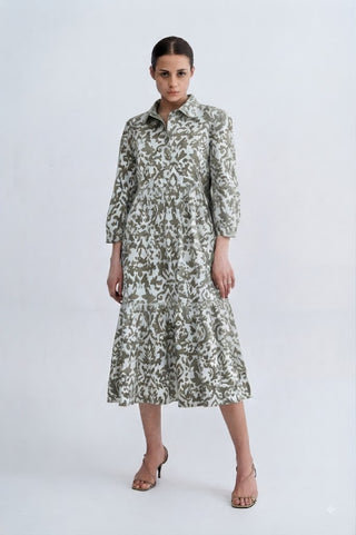 Chiara Tiered Dress Khaki