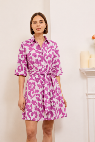 Paige Mini Shirt Dress Fuschia