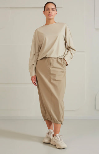 Nylon Cargo Winter Twig Beige Midi Skirt