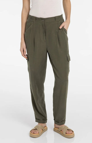 Woven Amy Grn Wide Leg Cargo Trousers
