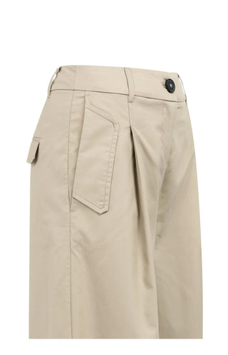 Woven Crockery Brown Wide Leg Cargo Trousers