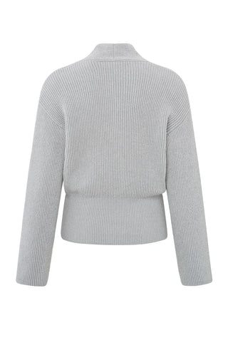 Cropped Wrap Sweater Wide Sleeves