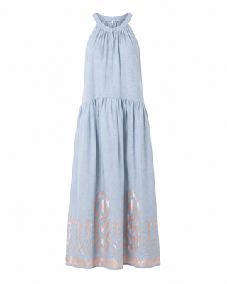 Maxi Feather Halter Neck L Grey/pink Dress