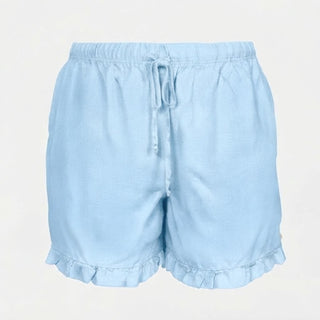 Ruffle Short in Sky Blue 100% Linen PL