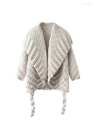 Jennifer Pleated Belted Jacket Beige