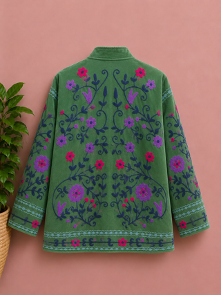 Sujani Long Emb Jacket Green