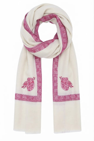 T578 Natural w Pink&Orange Embroidered Boarder Toosha