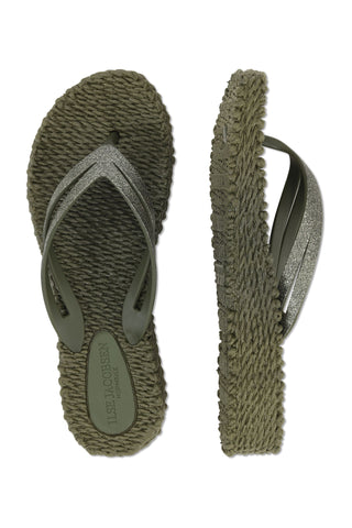 Cheerful 13 Flip Flop Platform Sole Army