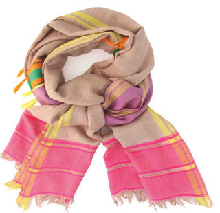 Himalayan Pashmina Shawl Natural & Pink