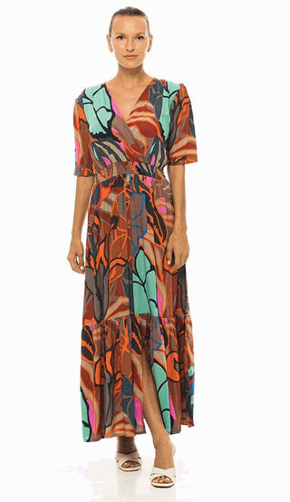 Gena Long v-smoke Flying Dress Multi Fonce