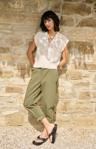 High Waist Army Barrel Leg Trousers