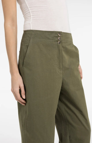 High Waist Army Barrel Leg Trousers