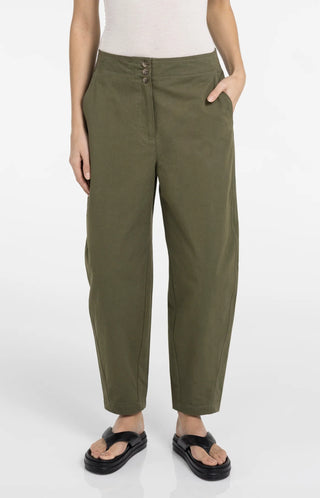 High Waist Army Barrel Leg Trousers