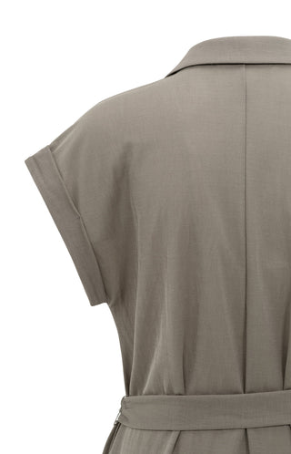 Jersey Dress Greyish Brown w Blouse Collar