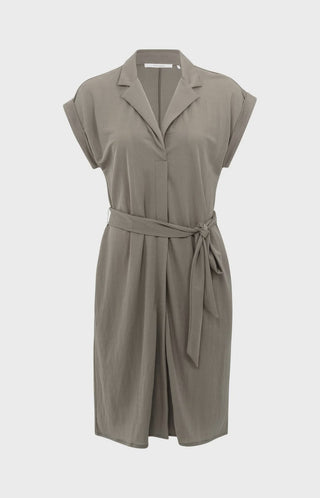 Jersey Dress Greyish Brown w Blouse Collar
