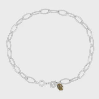 Ally Necklace - Labradorite matt silver plated