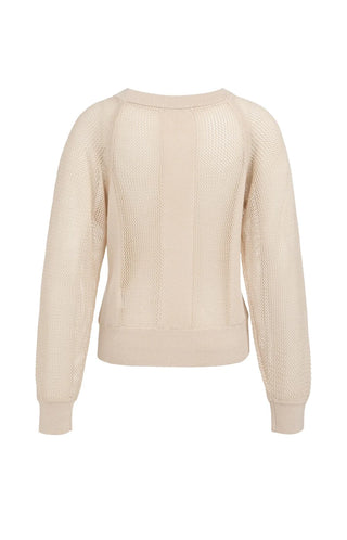 Cloud Crème White Mesh Raglan Sweater