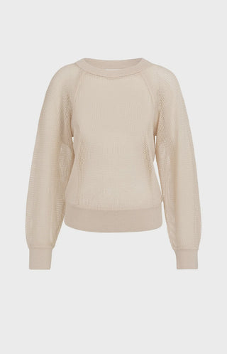 Cloud Crème White Mesh Raglan Sweater