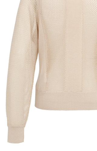 Cloud Crème White Mesh Raglan Sweater