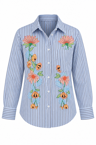 Azure Bloom Stripe Shirt