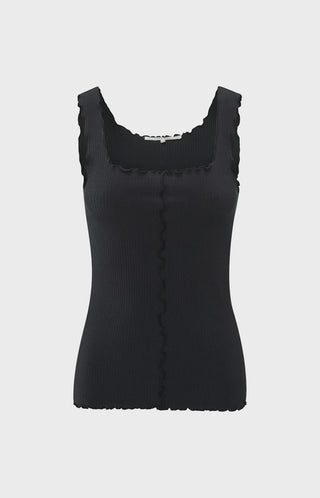 Singlet Washed Black w Frill Seams