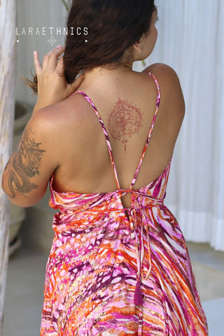 Victoria open back dress desert pink