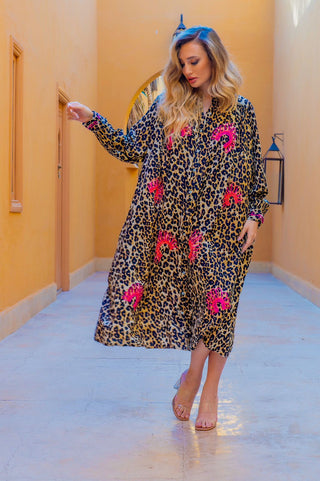 Siloa Leopard Camel Shirt Dress