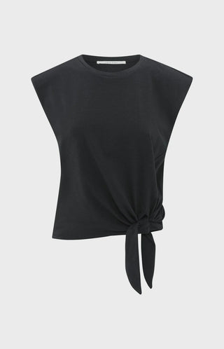 Sleeveless Washed Black Top w Knot