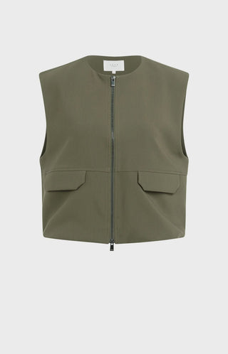 Sleeveless Army Woven Balloon Jacket