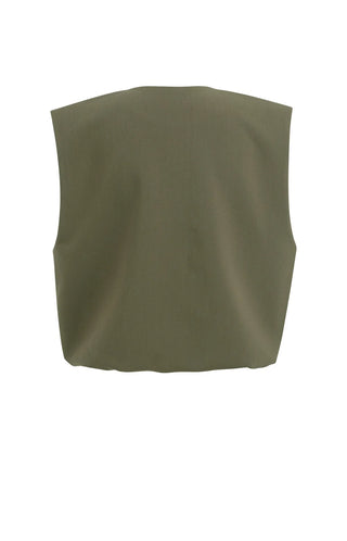 Sleeveless Army Woven Balloon Jacket