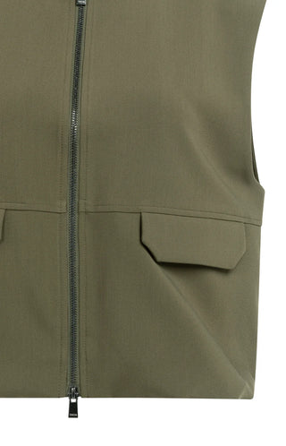 Sleeveless Army Woven Balloon Jacket
