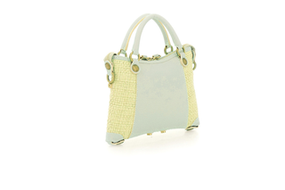 Thamara Xs  Gold Linen/leather Sage Grn Shopper